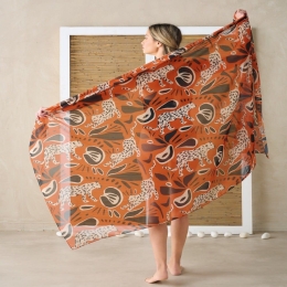 Παρεό Παραλίας Sarong 241 170x110cm Terracotta-Beige Kentia One Size Polyester-Chiffon
