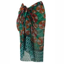 Παρεό Παραλίας Sarong 243 170x110cm Green-Red-Orange Kentia One Size Polyester-Chiffon