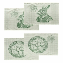 Σουπλά Easter 24 05 (Σετ 4τμχ) Green-Ecru Kentia 33x45cm Cotton-Polyester