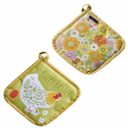 Πιάστρες Easter 24 02 (Σετ 2τμχ) Multi Kentia 20x20cm Βαμβάκι-Πολυέστερ