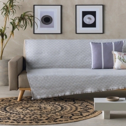 Ριχτάρι Marcel 32 Ecru-Light Grey Kentia Τετραθέσιο 180x320cm Βαμβάκι-Πολυέστερ