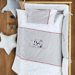 Παπλωματοθήκη Βρεφική Friends (Σετ 2τμχ) Light Grey Kentia 100x140cm 100% Βαμβάκι