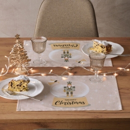 Σουπλά Χριστουγεννιάτικα Snow 2420 (Σετ 4τμχ) Beige-Green Kentia 33x45cm