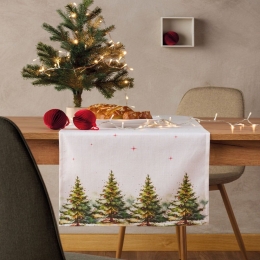 Τραβέρσα Χριστουγεννιάτικη Snow 2421 Beige-Green Kentia 45Χ140 45x140cm