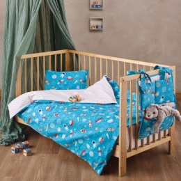 Σεντόνια Βρεφικά Comet (Σετ 2τμχ) Blue-Multi Kentia Λίκνου 60x120cm 100% Βαμβάκι