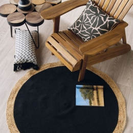 Χαλάκι Yute 252 Black-Natural Kentia 150X150cm Round