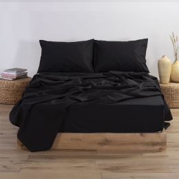 Σεντόνι Με Λάστιχο Basic Black Nef Nef Υπέρδιπλo 160x230cm Με Λάστιχο 100% Βαμβάκι