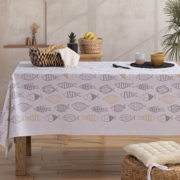 Τραπεζομάντηλο Fish Style Αλέκιαστο Ecru Nef-Nef 140Χ140 100% Βαμβάκι