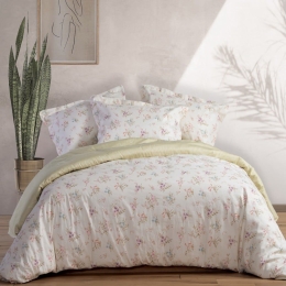 Σεντόνια Vana (Σετ 4τμχ) Ecru-Grey Nef-Nef King Size 270x280cm 100% Cotton Satin