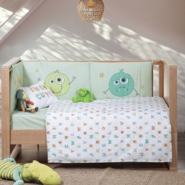 Σεντόνια Βρεφικά Alphabet Monster (Σετ 3τμχ) Pistachio Nef-Nef Homeware Κούνιας 120x170cm 100% Βαμβάκι