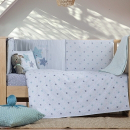 Σεντόνια Βρεφικά Explore The Universe (Σετ 3τμχ) Light Blue Nef-Nef Homeware Κούνιας 120x170cm 100% Βαμβάκι