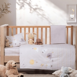 Σεντόνια Βρεφικά Happy Days (Σετ 3τμχ) Greige Nef-Nef Homeware Κούνιας 120x170cm 100% Βαμβάκι