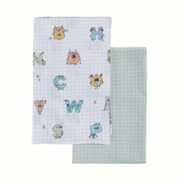 Σεντόνια Βρεφικά Alphabet Monster (Σετ 2τμχ) Pistachio Nef-Nef Homeware Λίκνου 70x120cm 100% Βαμβάκι