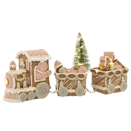 Χριστουγεννιάτικη Παράσταση Τρένο Gingerbread Με Led Φως Μπαταρίας 86350 18x7,5x15,5cm Multi