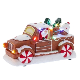 Χριστουγεννιάτικη Φιγούρα Gingerbread Αμάξι Φωτιζόμενο 87127 18x10x11cm Με Μπαταρίες Multi