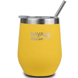 Ποτήρι - Θερμός Με Καλαμάκι We Care 10-262-103 Φ9x14cm 360ml Yellow Nava