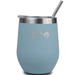 Ποτήρι - Θερμός Με Καλαμάκι We Care 10-262-101 Φ9x14cm 360ml Blue Nava
