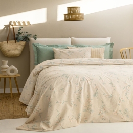 Σεντόνια FL6239 Με Λάστιχο (Σετ 3τμχ) Beige Palamaiki Μονό 110x230cm 100% Βαμβάκι
