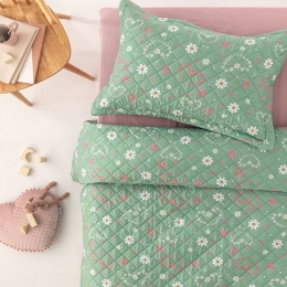 Μαξιλαροθήκη Παιδική MCR360 Oxford Green-Pink Palamaiki 50Χ70 Microfiber-Polyester