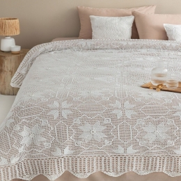 Κουβερλί Megan White Palamaiki Υπέρδιπλο 225x260cm 100% Βαμβάκι
