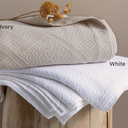 Κουβέρτα Carla Ivory Palamaiki Υπέρδιπλo 250x260cm 100% Βαμβάκι