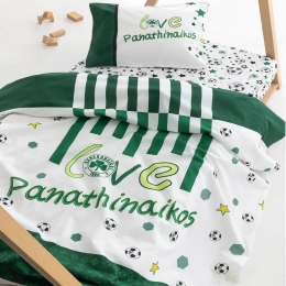 Σεντόνια Βρεφικά Panathinaikos FC11 (Σετ 3τμχ) Green-White Palamaiki Κούνιας 130x170cm 100% Βαμβάκι