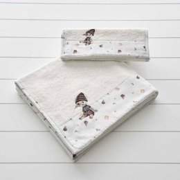 Πετσέτες Βρεφικές Pinocchio (Σετ 2τμχ) White-Beige Vesta Home Σετ Πετσέτες 70x130cm 100% Βαμβάκι
