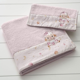 Πετσέτες Βρεφικές Lambi (Σετ 2τμχ) Pink Vesta Home Σετ Πετσέτες 70x130cm 100% Βαμβάκι