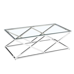 Τραπεζάκι Conor 04-0415 120x60x45cm Silver-Clear