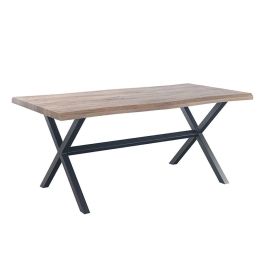 Τραπέζι Brick 180x90xH75cm Wallnut 02-0390 Μοριοσανίδα, Μέταλλο