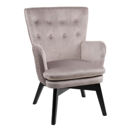 Πολυθρόνα Lou Lou 01-2388 68x76xH96cm Beige Βελούδο, Ξύλο