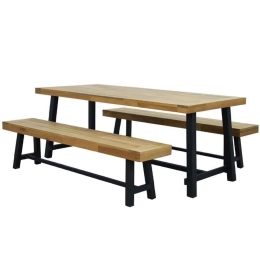 Τραπέζι Panama 22-0061 200,5x91,5x76cm Natural-Black