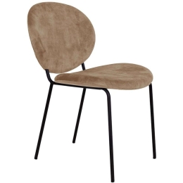 Καρέκλα Beetle 03-0908 60,5x54x84,5cm Brown-Black Βελούδο, Μέταλλο