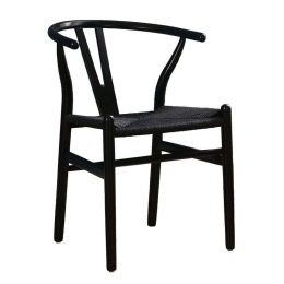 Καρέκλα Bone 03-1082 57x53x76cm Black Ξύλο,Σχοινί