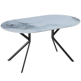 Τραπέζι Axis 02-0618 160x90x76cm Marble Effect White-Black Μέταλλο, Κεραμικό