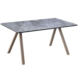 Τραπέζι Caliper 02-0619 160x90x76cm Marble Effect Cappuccino Μέταλλο, Κεραμικό