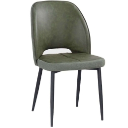 Καρέκλα Bouton 03-1093 49x58x89cm Olive-Black Μέταλλο,Ύφασμα,Τεχνόδερμα