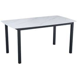 Τραπέζι Pluto 02-0624 160x90x76cm Marble Effect White-Black Μέταλλο, Κεραμικό