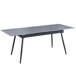 Τραπέζι Επεκτεινόμενο Atlantis 02-0626 160x80x75cm Marble Effect Grey-Black Μέταλλο, Κεραμικό