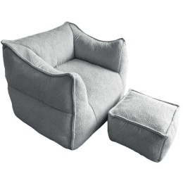 Πολυθρόνα Sponge Με Υποπόδιο (Σετ 2Τμχ) 01-3394 95x102x73cm Silver Grey