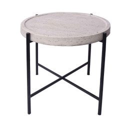 Τραπεζάκι Σαλονιού Βοηθητικό Terrazo 04-1189 63.5x63.5x56.5 Off White-Black