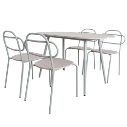 Τραπεζαρία Italian (Σετ 5Τμχ) 02-0673 120x75x75cm Natural-Light Grey 4 Θέσεων