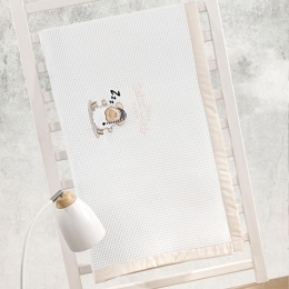 Κουβέρτα Βρεφική Πικέ Aldo White - Beige Saint Clair Κούνιας 110x160cm 100% Βαμβάκι