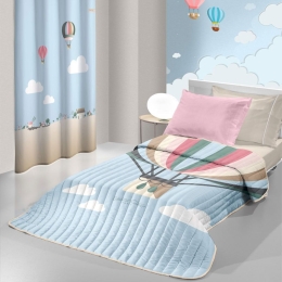 Κουβερλί Παιδικό Balloons Suede Light Blue - Multi Saint Clair Μονό 160x230cm Microfiber-Polyester