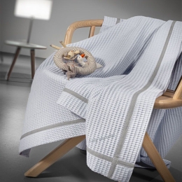 Κουβέρτα Βρεφική Πικέ Mood Light Blue Guy Laroche Κούνιας 100% Βαμβάκι