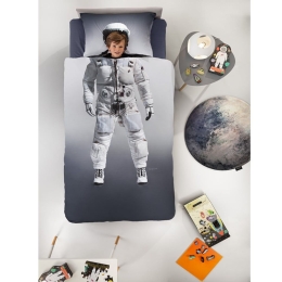 Σεντόνια Παιδικά Space (Σετ 3τμχ) Grey Saint Clair Μονό 170x250cm 100% Βαμβάκι