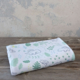 Κουβέρτα Βρεφική Βελουτέ 4 Εποχών Baby T-Rex White-Green Nima Κούνιας 110x140cm Πολυέστερ