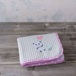 Κουβέρτα Βρεφική Πικέ Lola Panda Pink Nima Αγκαλιάς 80x110cm 100% Βαμβάκι