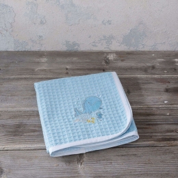 Κουβέρτα Βρεφική Πικέ Baleen White-Blue Nima Κούνιας 110x140cm 100% Βαμβάκι