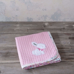 Κουβέρτα Βρεφική Πικέ Some Bunny Pink Nima Κούνιας 110x140cm 100% Βαμβάκι